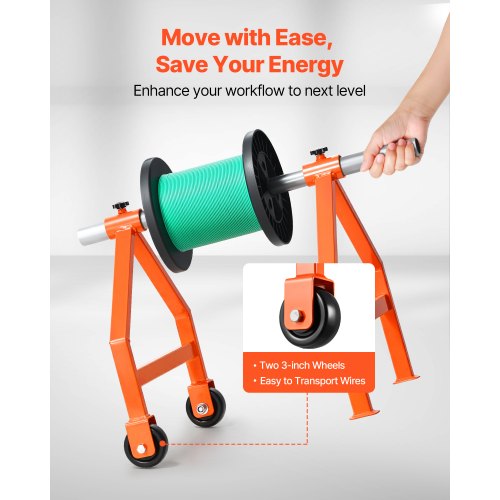Wire Spool Rack 220 lbs Load Capacity Portable Cable Caddy Moveable Wire