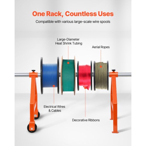 Wire Spool Rack 220 lbs Load Capacity Portable Cable Caddy Moveable Wire