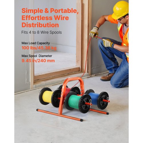 Wire Spool Rack 100 lbs Capacity Smart Hand Caddy HeavyDuty Steel Wire