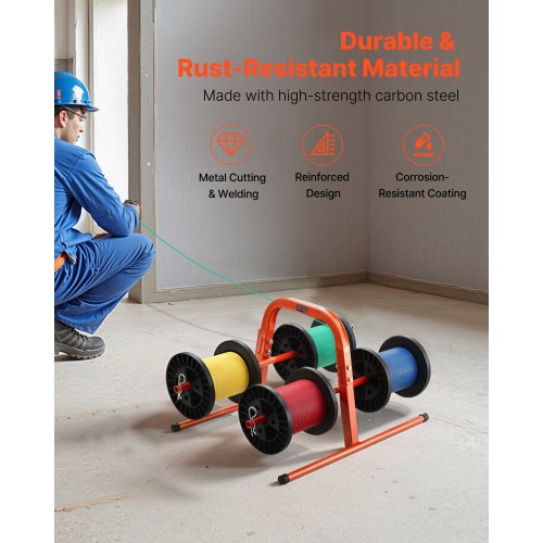 Wire Spool Rack 100 lbs Capacity Smart Hand Caddy HeavyDuty Steel Wire