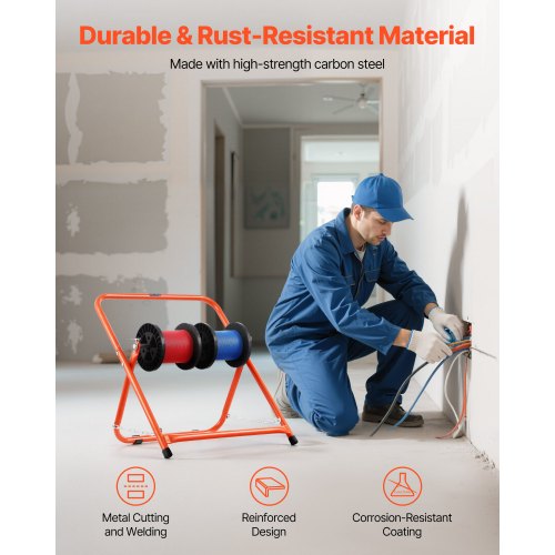 Cable Caddy Heavy Duty Steel Frame Spool Holder for Electrical Wires