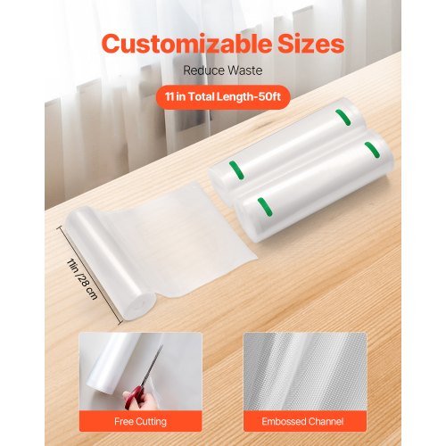 Vacuum Sealer Bags 2 Rolls 11 In x 50 Ft NonBPA Food Grade Seal A Meal