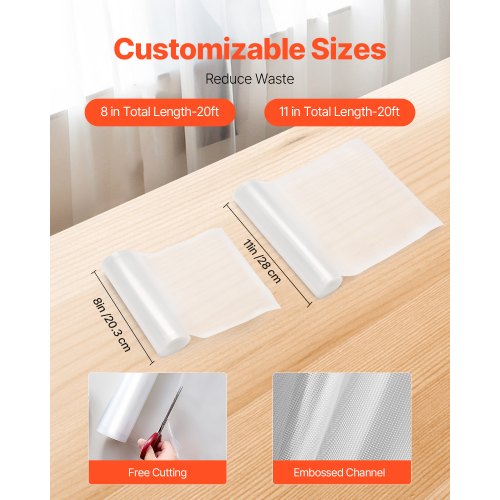 Vacuum Sealer Bags 3 Rolls 11 In x 20 Ft 3 Rolls 8 In x 20 Ft NonBPA