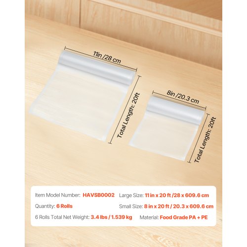 Vacuum Sealer Bags 3 Rolls 11 In x 20 Ft 3 Rolls 8 In x 20 Ft NonBPA