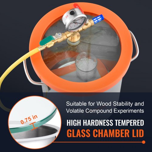 5 Gallon Vacuum Chamber Upgraded Tempered Glass Lid Vacuum Degassing