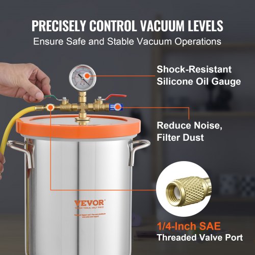 5 Gallon Vacuum Chamber Upgraded Tempered Glass Lid Vacuum Degassing
