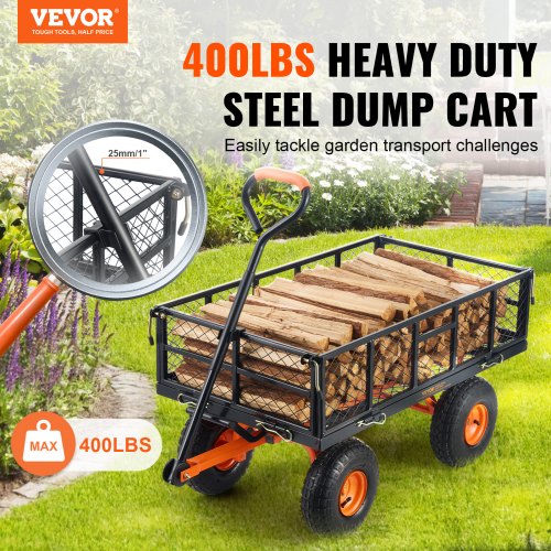 Garden Cart Sturdy Metal Utility Wagon with Simple Assembly Versatile Dump
