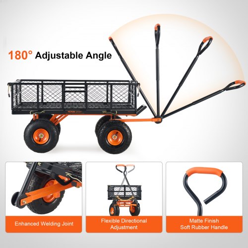Garden Cart Sturdy Metal Utility Wagon with Simple Assembly Versatile Dump