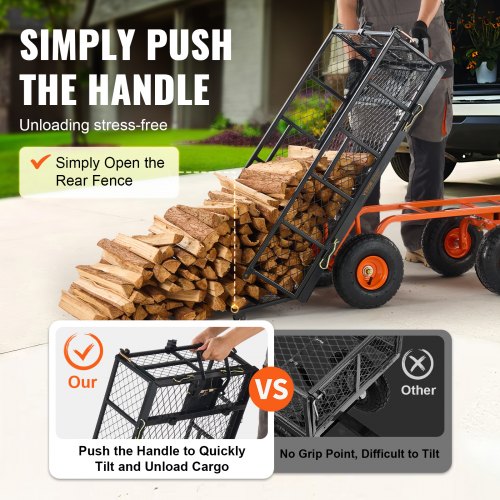 Garden Cart Sturdy Metal Construction with Simple Assembly Versatile Dump