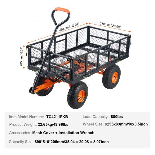 Garden Cart Sturdy Metal Construction with Simple Assembly Versatile Dump