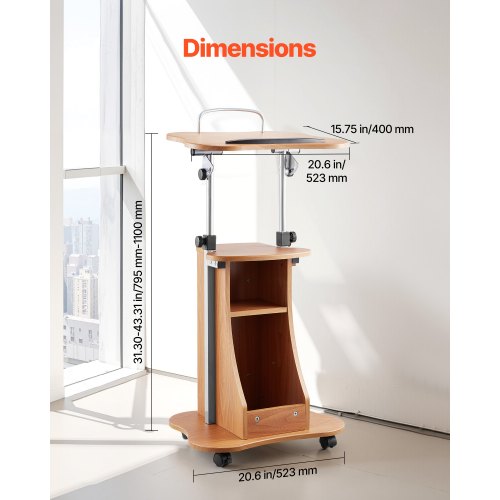 Podium Stand 43Inch Wooden Lectern Portable Laptop Desk with Lockable