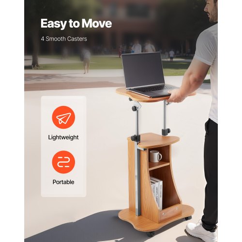 Podium Stand 43Inch Wooden Lectern Portable Laptop Desk with Lockable