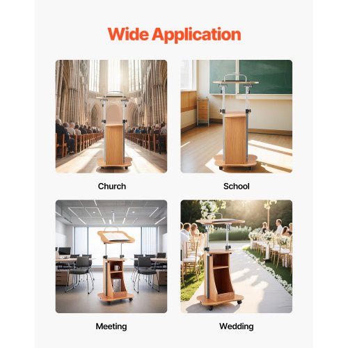 Podium Stand 43Inch Wooden Lectern Portable Laptop Desk with Lockable