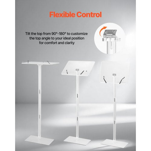 Podium Stand 43Inch Acrylic Lectern Portable Laptop Desk with Wide