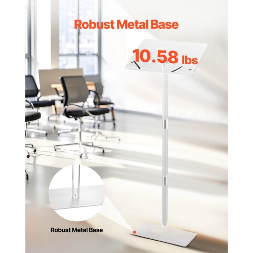 Podium Stand 43Inch Acrylic Lectern Portable Laptop Desk with Wide