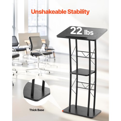 Podium Stand 47Inch Metal Lectern Curved Standing Podium with Wide