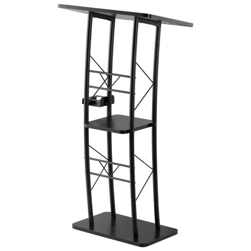 Podium Stand 47Inch Metal Lectern Curved Standing Podium with Wide