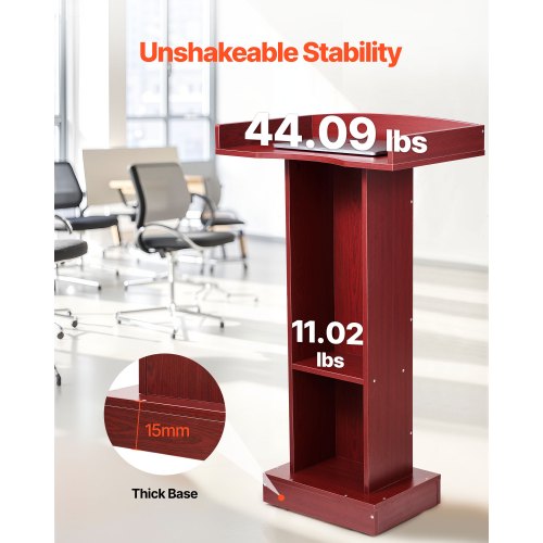 Podium Stand 41Inch Wooden Lectern Laptop Desk with Wide Reading Surface