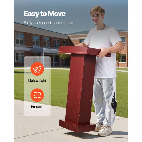 Podium Stand 41Inch Wooden Lectern Laptop Desk with Wide Reading Surface