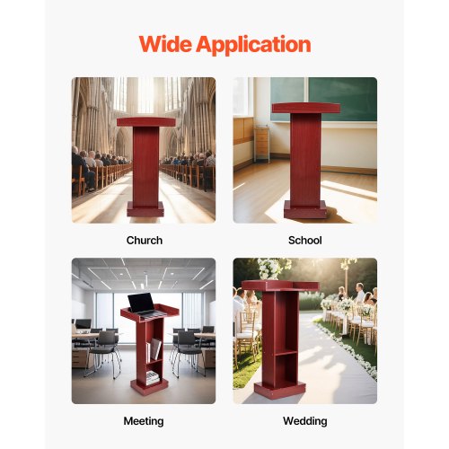 Podium Stand 41Inch Wooden Lectern Laptop Desk with Wide Reading Surface