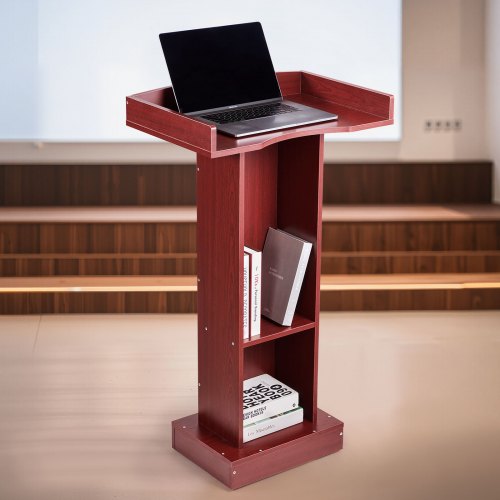Podium Stand 41Inch Wooden Lectern Laptop Desk with Wide Reading Surface