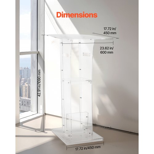 Podium Stand 43Inch Acrylic Lectern Portable Laptop Desk with Wide 1