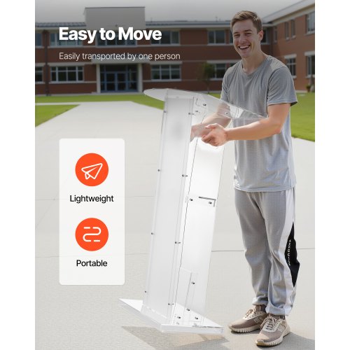 Podium Stand 43Inch Acrylic Lectern Portable Laptop Desk with Wide 1