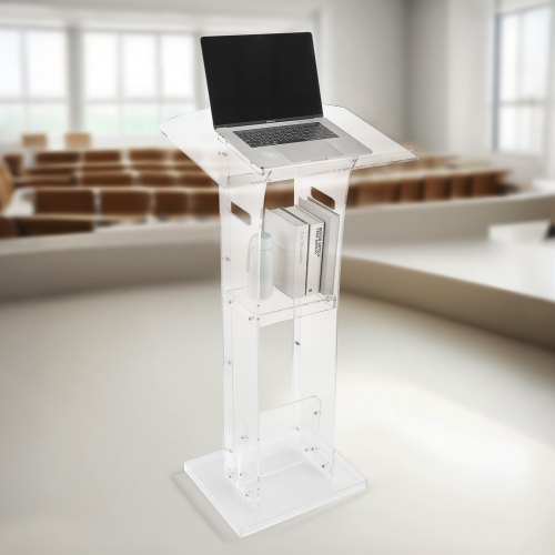 Podium Stand 43Inch Acrylic Lectern Portable Laptop Desk with Wide 1