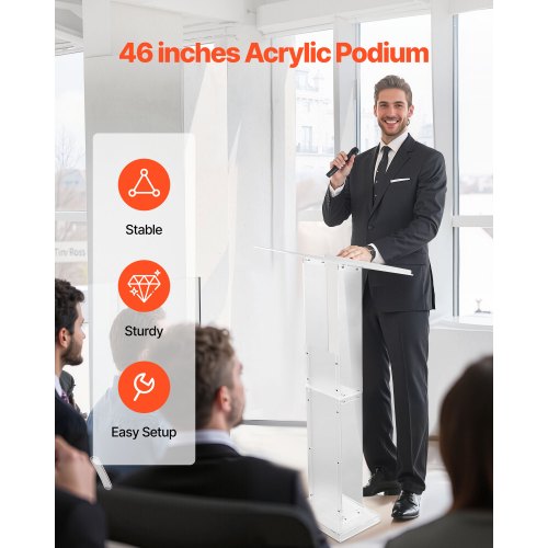 Podium Stand 50Inch Acrylic Lectern Portable Laptop Desk with Wide