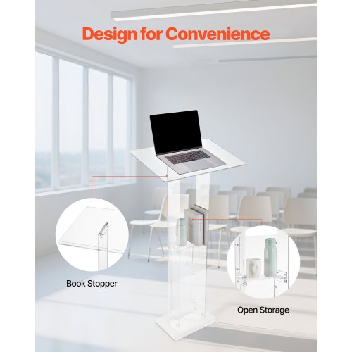Podium Stand 50Inch Acrylic Lectern Portable Laptop Desk with Wide