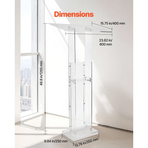 Podium Stand 50Inch Acrylic Lectern Portable Laptop Desk with Wide