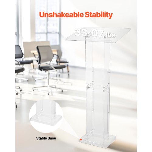 Podium Stand 50Inch Acrylic Lectern Portable Laptop Desk with Wide