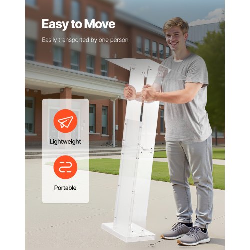 Podium Stand 50Inch Acrylic Lectern Portable Laptop Desk with Wide
