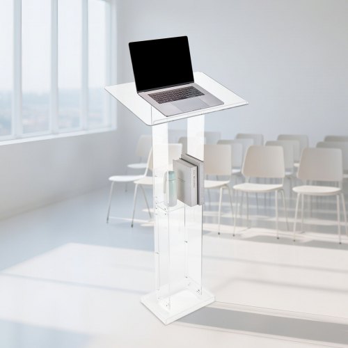 Podium Stand 50Inch Acrylic Lectern Portable Laptop Desk with Wide