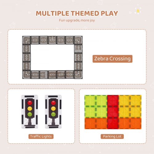 Magnetic Tiles 56 PCS Magnetic Road Building Blocks for Kids Magnet