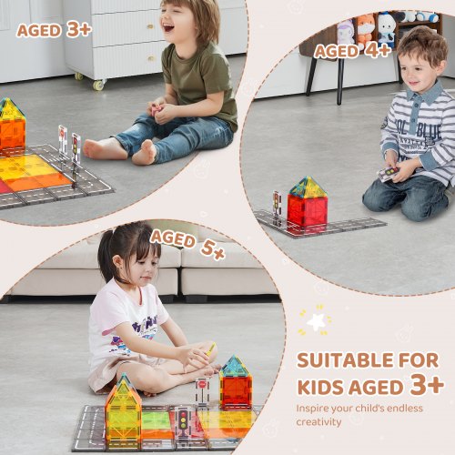 Magnetic Tiles 56 PCS Magnetic Road Building Blocks for Kids Magnet