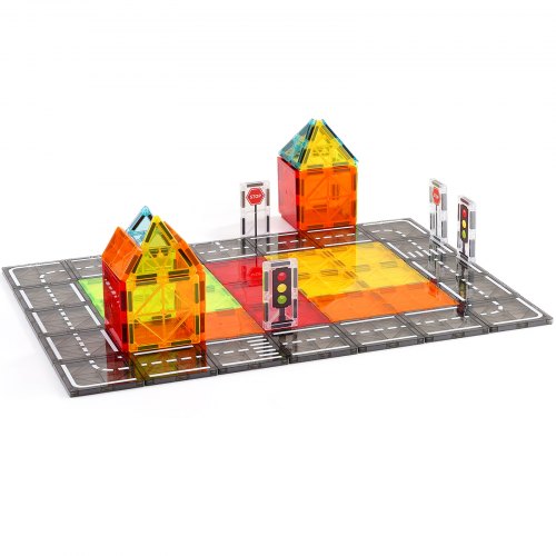 Magnetic Tiles 56 PCS Magnetic Road Building Blocks for Kids Magnet