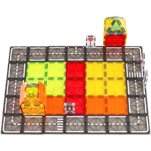 Magnetic Tiles 56 PCS Magnetic Road Building Blocks for Kids Magnet