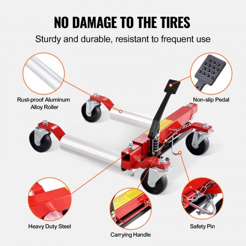 Wheel Dolly Max Capacity 1500 Lbs Car Dolly Car Jack Dolly Lifter with 360°