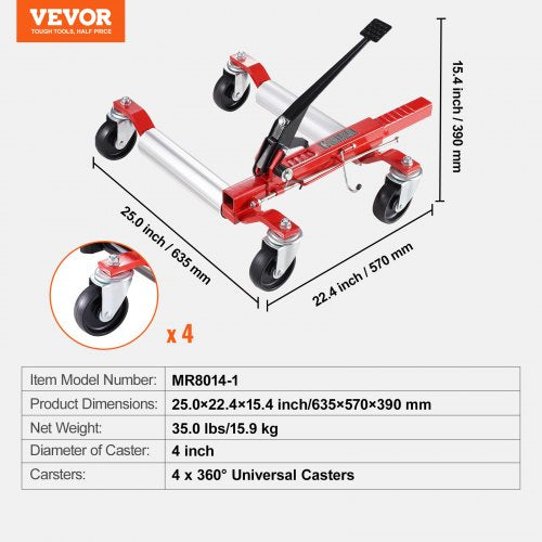 Wheel Dolly Max Capacity 1500 Lbs Car Dolly Car Jack Dolly Lifter with 360°