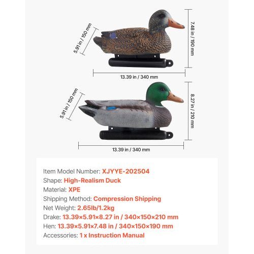 Duck Decoys Realistic Floating Duck Decoys Weight Forward Swim Plastic