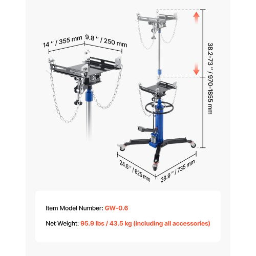 Hydraulic Transmission Jack 1322 lbs6 Ton Lifting Capacity Telescoping