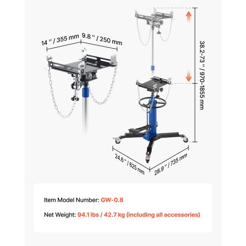 Hydraulic Transmission Jack 1660 lbs75 Ton Lifting Capacity