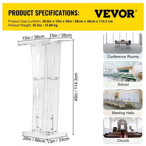Acrylic Podium 45 Tall Plexiglass Podium 268x15 Table Acrylic Pulpits