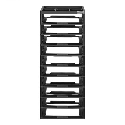 Plastic Storage Organizer 10Tier Large Capacity with Organizer Top Black