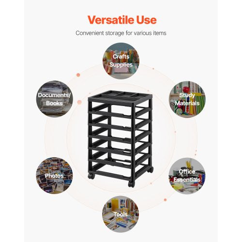 Scrapbook Rolling Storage Cart 6Tier Large Capacity with Organizer Top