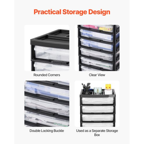 Scrapbook Rolling Storage Cart 6Tier Large Capacity with Organizer Top
