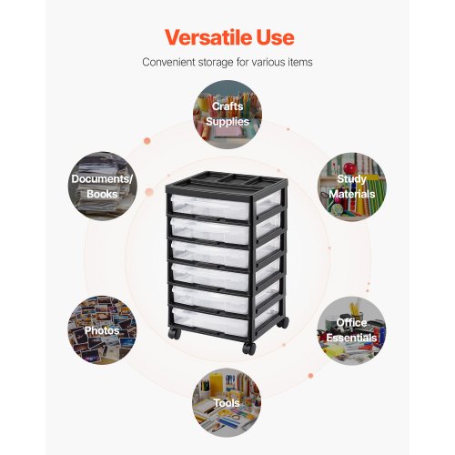 Scrapbook Rolling Storage Cart 6Tier Large Capacity with Organizer Top