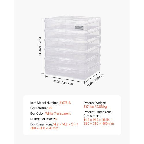 Scrapbook Paper Storage 6 Pack Stackable Plastic Board Game Boxes Clear
