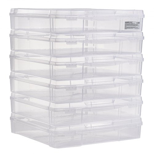 Scrapbook Paper Storage 6 Pack Stackable Plastic Board Game Boxes Clear